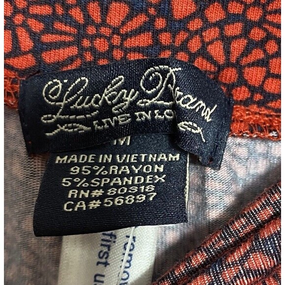 NWT Lucky Brand Pants Womens Medium Red Flare Pull On Floral Stretch Boho Flowy - Picture 3 of 8